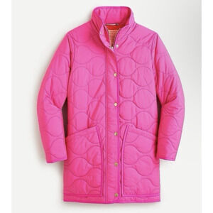 J CREW Signature Quilted Cocoon Puffer Jacket XS Tall PrimaLoft Hot Pink Preppy